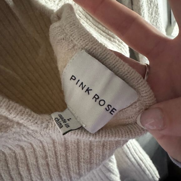 Pink Rose Cream Scoop Neck Sweater - Picture 5 of 5